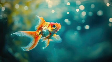 Goldfish isolated on abstract background