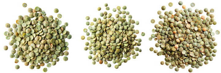 Untitled design - A set of  close-up of green lentils forming a heart shape on a transparent background