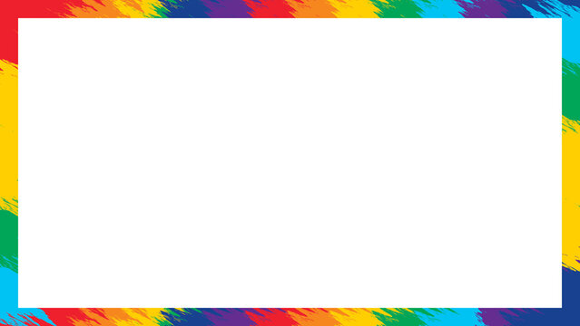Rainbow frame border colorful overlapping brushes