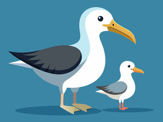Naklejka premium Caractère de mouette albatros. Mouette albatros oiseau. Illustration de goélands marins. image vectorielle stockée. - Illustration libre de droits 