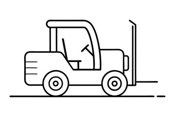 Forklift Line Art Vector Illustration High-Quality Line Drawing