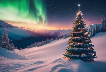 christmas tree in the snow