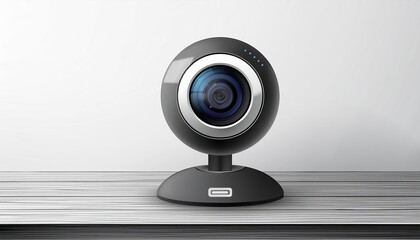 round portable web camera webcam, virtual video online broadcasting. realistic 3D image.