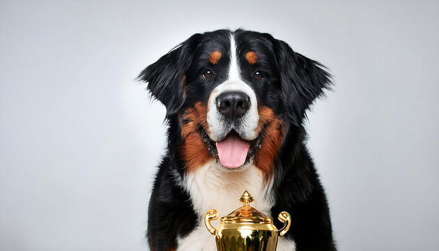 bernese mountain dog with trophy