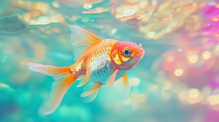 Goldfish isolated on colorful background