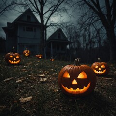 Haunted graveyards and spooky decorations light up the night for a chilling Halloween experience