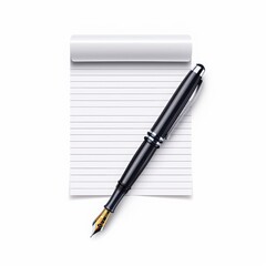 Naklejka premium Elegant fountain pen resting on a notepad, ideal for creative writing, note-taking, or journaling projects.
