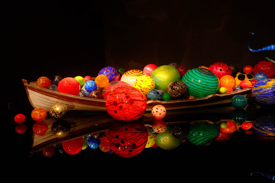 Colorful Chihuly Glass on Black at Seattle Center