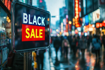 Modern Digital Billboard with Black Sale Advertisement