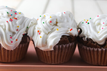 close-up of some cupcakes on the table