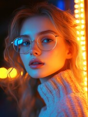 Fototapeta premium Young Woman with Stylish Frames