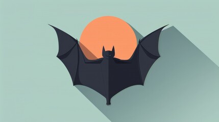 Fototapeta premium A bat in an upside-down pose, clean and minimal design, 2D vector illustration, uncomplicated shapes and lines