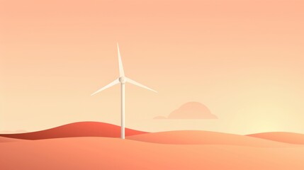 Fototapeta premium A single windmill on a plain background, minimalist design, clean lines, 2D vector illustration, basic shapes and colors
