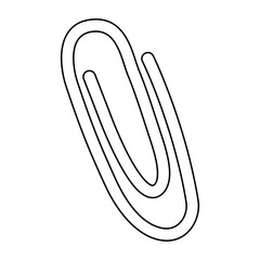Paperclip icon, doodle style flat vector outline for coloring book