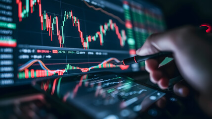 Stock Market Analysis: Entrepreneur and business team discussing and analyzing stock market