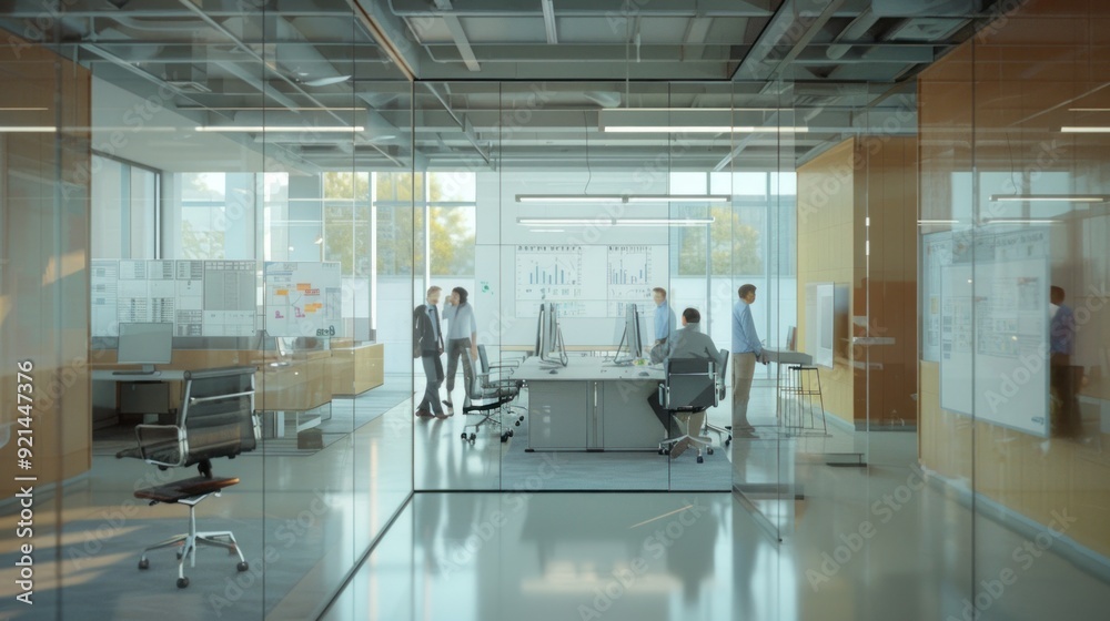 Wall mural generate a photo realistic image of a construction project team participating in a workshop to adjus