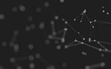 Abstract background. Molecules technology with polygonal shapes, connecting dots and lines. Connection structure. Big data visualization.