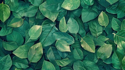 A dense array of green leaves forms a rich, textured backdrop in natural light