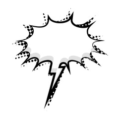 Comic-style speech bubble with halftone dot pattern design