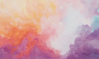 A vibrant abstract artwork featuring swirling colors of yellow, purple, and soft pastels.