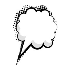 Comic-style speech bubble with halftone dot pattern design