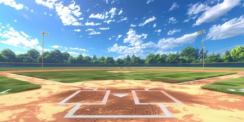 Play Ball! A baseball field in high detail. Sports theme concept