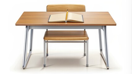 Icon of school desk with open book and pencil, school, desk, study, education, learning, student, classroom, knowledge