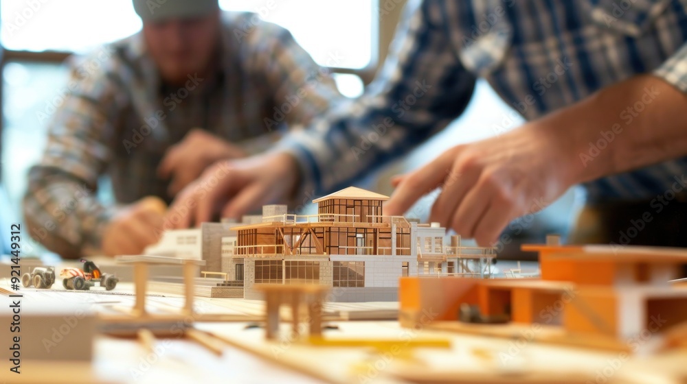 Wall mural generate a photo realistic image of a construction project team participating in a workshop on finan