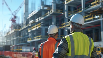 Generate a photo realistic image of a construction project team allocating financial resources, with detailed budgeting charts and resource allocation plans