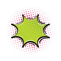 Comic-style speech bubble with halftone dot pattern design