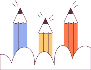 Pencils And Clouds School Illustration