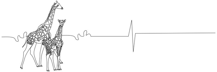 Line art giraffe illustration background