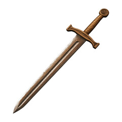 Obraz premium Wooden Sword With Simple Hilt And Visible Grain, Isolated On Transparent Png Background, Perfect For Representing Basic Weapons Or Tools In Games . Generative ai