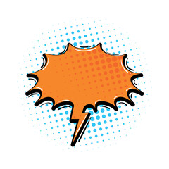 Comic-style speech bubble with halftone dot pattern design