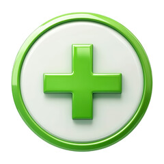 Obraz premium Green Plus Sign Icon With Circular Border, Isolated On Transparent Png Background, Perfect For Representing Health Boosts Or Medical Items In Games . Generative ai