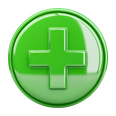 Obraz premium Green Plus Sign Icon With Circular Border, Isolated On Transparent Png Background, Perfect For Representing Health Boosts Or Medical Items In Games . Generative ai