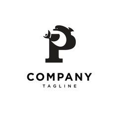 Letter P Dolphin Logo Icon
