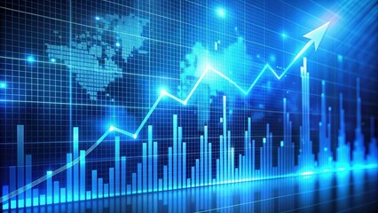 Naklejka premium High-fidelity render of stock market growth data isolated on a blue technological background, stock market