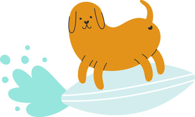 Cartoon Dog On Surfboard