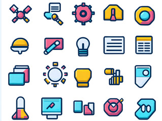 Developer tools icon set including API management and debugging