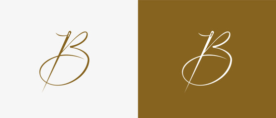 Logo Letter B combined with Needle. Logo tailor, Lettering, craft, and creativity. Editbale file © ahmadfaiz