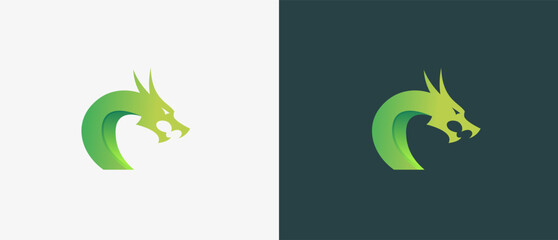 Modern Logo letter C combine Dragon shape with gradient green color. Editable file