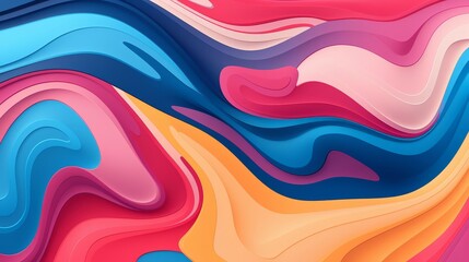 Abstract fluid patterns flat design, front view, creative art, cartoon drawing, Splitcomplementary color scheme
