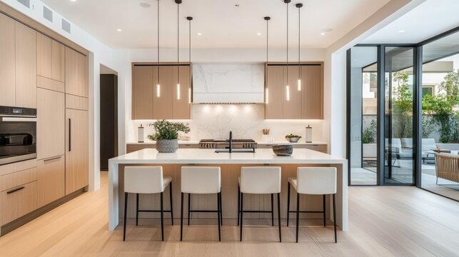 Sleek kitchen with white countertops and minimalist fixtures