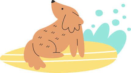 Dog Surfing On Surfboard