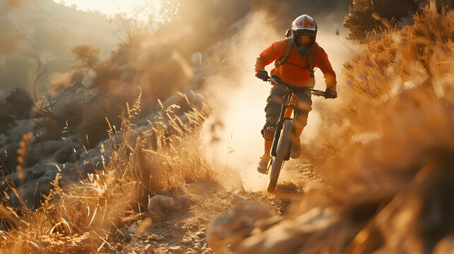 Freeride Running Downhill: Man freeriding and running downhill.