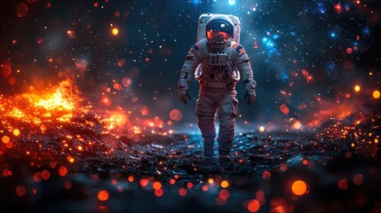Astronauts walking on the lunar surface, space suit, Hyper-realistic photo, shot with Sony A7Rv, cinematic, Photo with copy space. 