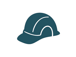 Minimalist Hard Hat Icon isolated on white background,blue hat