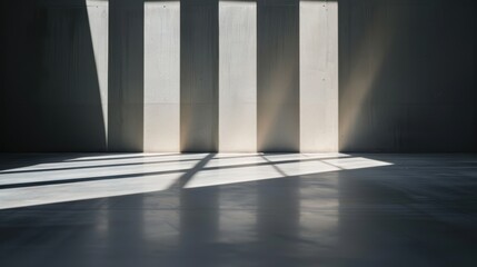 Sunlight streaming through windows creates a beautiful pattern of lines on the floor