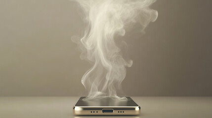 Broken mobile phone emits smoke